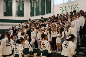 Seniors celebrate their win at the pep rally!